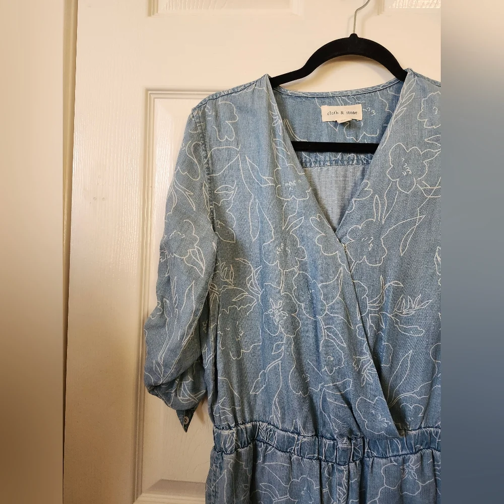Cloth & Stone Light Blue Floral Jumpsuit Romper Floral XS